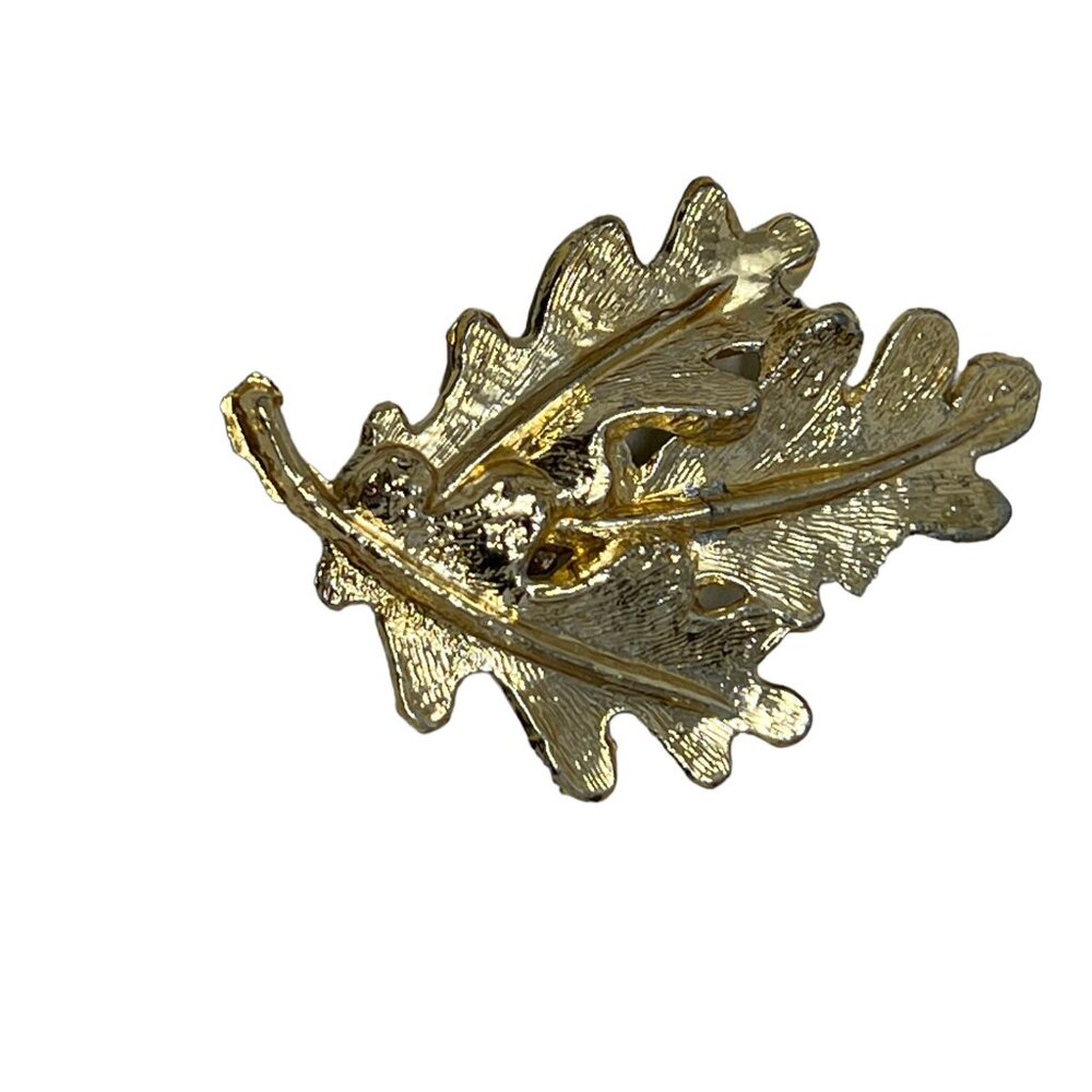 Vintage Leaf Brooch‎ Brushed Gold Tone Pin